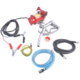12V 10 GPM Fuel Transfer Pump w/Manual Nozzle & Hose High Flow DC Diesel Transfer Pump Heavy Duty Fuel Oil Transfer Pump with Hoses Vahaha