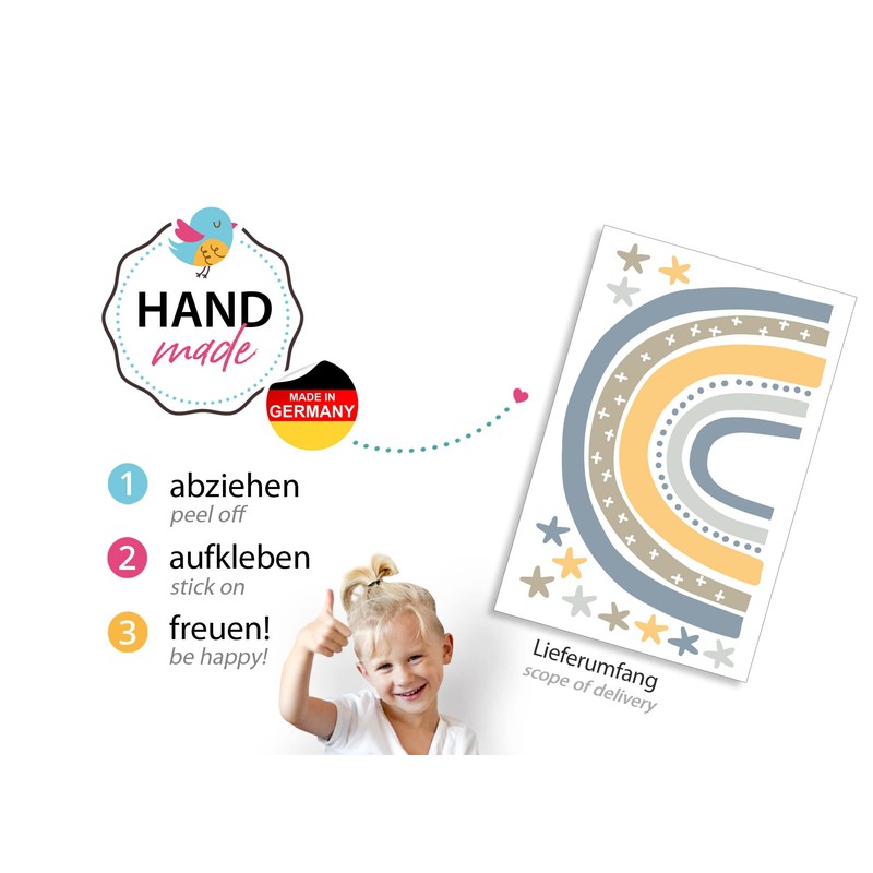 Little Deco DL926-1 Wall Sticker Rainbow Blue Stars Baby Room