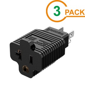 (3Pack) Nema 5-15P to 5-20R Adapter, ETL Verified 2-in-1 15Amp 125Volt to 20Amp 125Volt Power Adapter, Household 15A to 20A Adapter T-Blade 15Amp to 20Amp
