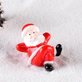 Ciieeo 10pcs Small Santa Figurines Red Miniature Santa Ornament Tiny Snowman Figures Resin Mini Snowman