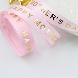 Garneck 10 Yards Grosgrain Mother's Day Ribbon - Pink Satin Crafting Ribbons for Wrapping - Hair Bows Bouquets and Party Decorations for Celebrating Moms