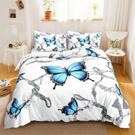 CVHOUSE Butterfly Duvet Cover Set King Size,Butterfly Bedding Set,Butterflies Printed Comforter Cover Set for Girls Kids Teens,1 Quilt Cover 2 Pillowcases 3 Piece