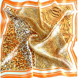 Leopards 100% Charmeuse Silk Scarf Bandana Headband by Silksalon A956