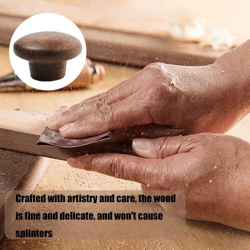 6 Pcs Round Wood Drawer Knobs: 1.5/0.8" Walnut Pulls, Suitable