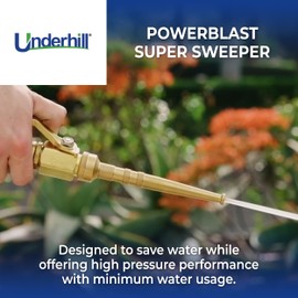 Underhill PowerBlast Super Sweeper 6-Inch Garden Water Hose Nozzle, Sprayer, Jet, 7 GPM 80 PSI, 3/4-Inch Thread Inlet, Heavy-Duty Adjustable, SN6-75