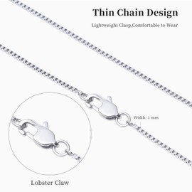 QISHENG 1mm Box Chain Necklace for Women, Stainless Steel Silver Chain Necklace for Women As a Gift for Your Lover, Family, Elder, Friends and Colleagues Length of 18 inch