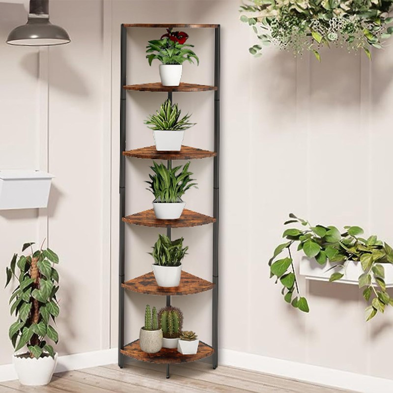 6 Tier Corner Shelf 63.1" Tall Corner Shelves stand Ladder