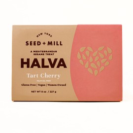 Seed + Mill - Halva - Tart Cherry - Vegan, Kosher, Gluten Free - Enjoy This Soft, Fudgelike Candy Made from Sesame Paste, Pops of Tart Cherries, Subtle Raspberry Jam Swirl - 8oz