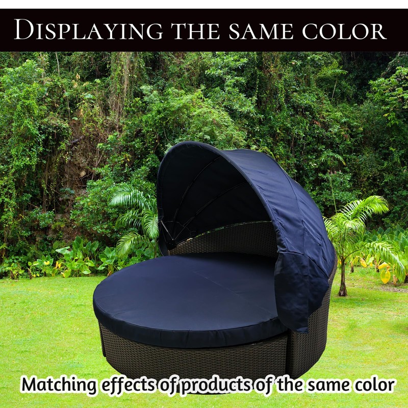 TQ369SM 84" Round Daybed Canopy Replacement Fabric, Patio Rattan Wicker