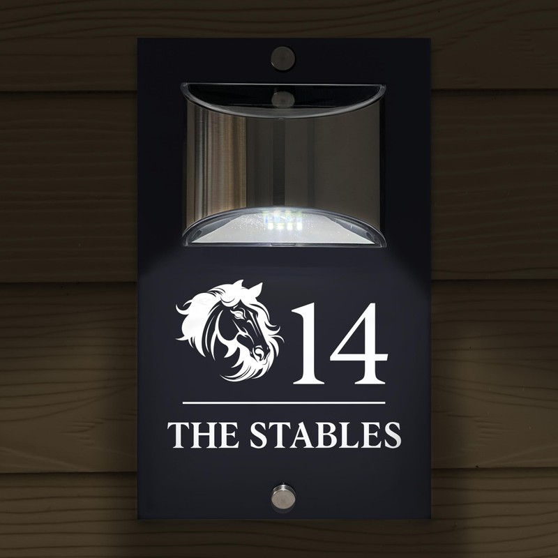 Custom Signs Solar Illuminated Modern Anthracite House Number Sign 24cm