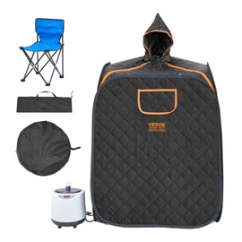 VEVOR Portable Personal Steam Sauna Spa Tent with 1200 Watt Steam Generator, with Chair & Storage Bag, Home Therapeutic Sauna Blanket for Detox Relaxation, Time & Temperature Remote Control, Black