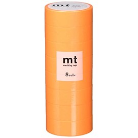 Kamoi Kakoshi MT08P180R Masking Tape, 8 Ps, Width 0.6 inches (15 mm) x 2.6 ft (7 m), 6.1 ft (180 mm), Hot Orange