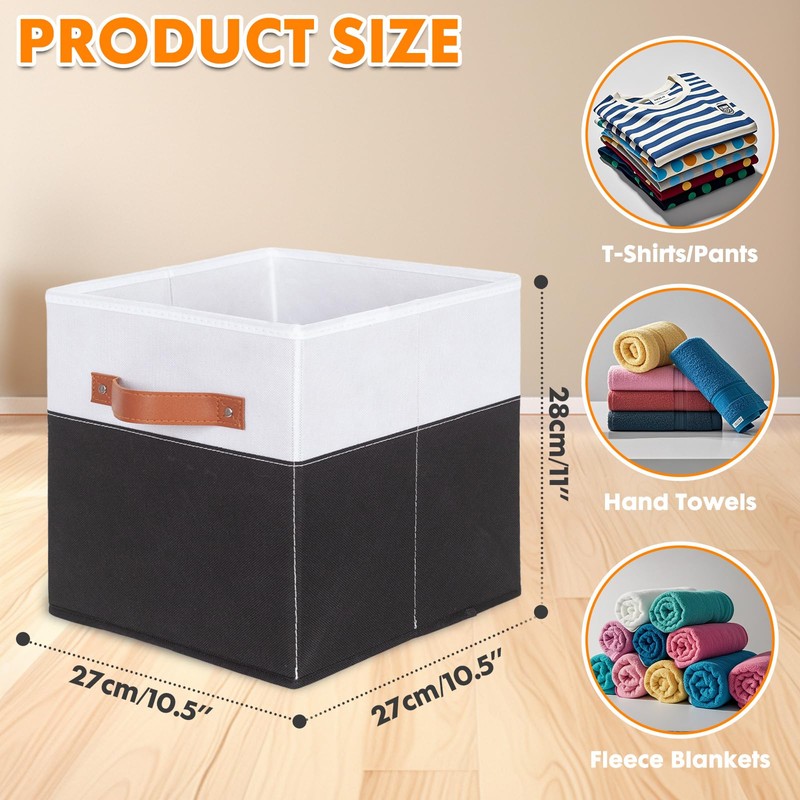 powerking Fabric Storage Box Bins, 2 Pack Foldable Cloth Storage