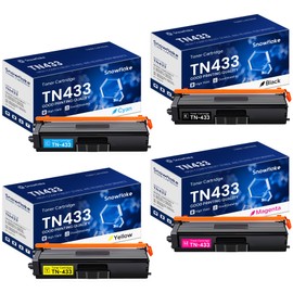 TN433 TN-433 Toner Cartridge Set 4 Pack Compatible TN433BK TN433C TN433M TN433Y Toner Cartridge Replacement for Brother TN433 MFC-L8900CDW HL-L8360CDW MFC-L8610CDW Printer.