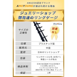 AmoYoung Ring Gauge, Japanese Standard No. 1 - 30 Compatible, Ring Gauge Band, 2 x No. 2 & 4 Ring Gauge Rods, Professional Specifications, Jeweler Supervision, Ring, Size 4 Piece Set