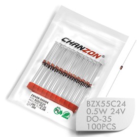 (Pack of 100 Pieces) Chanzon BZX55C24 (1N5252B) Zener Diode 0.5W 24V DO-35 (DO-204AH) Axial Diodes 0.5 Watt 24 Volt