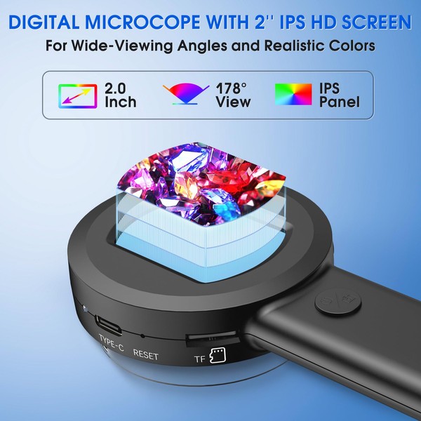 MAXLAPTER Pocket Digital Microscope for Adults Kids: 100X Handheld Magnifying