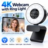 4K Webcam with Ring Light for Video Calls – 1080p