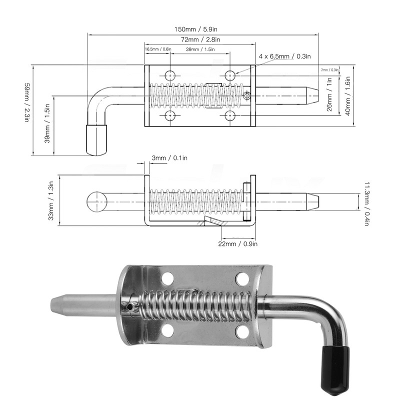 Marine Grade Stainless Steel Heavy Duty Barrel Bolt Spring Latches