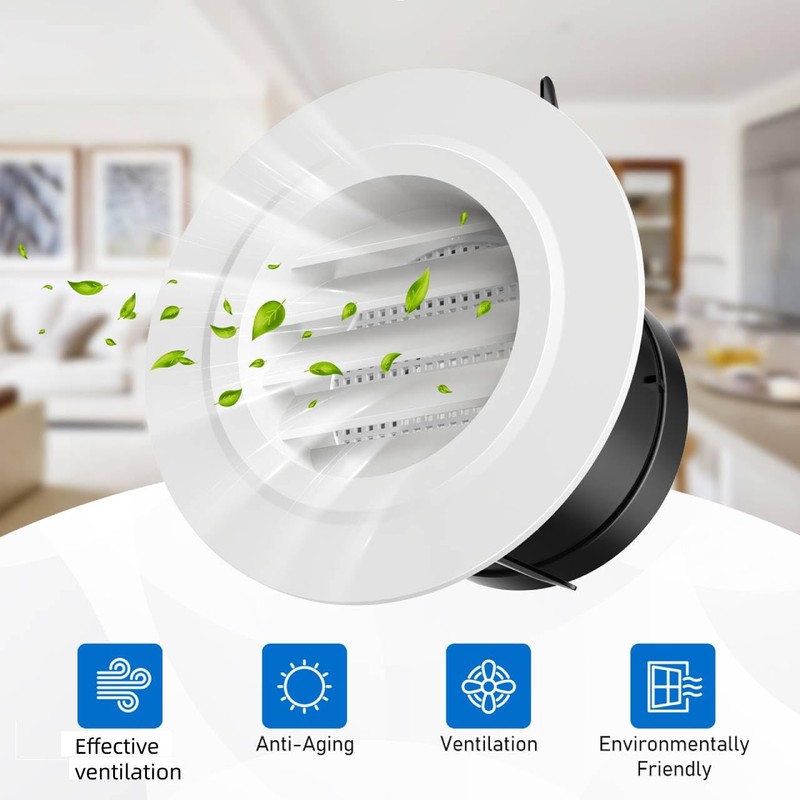 Hon&Guan 3 in Soffit Exhaust Vent, Dryer Vent Cover Round