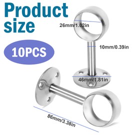 WJccsee Stainless Steel Curtain Rod Brackets - 4 PCS, 1-Inch Diameter, Ceiling Mount Supports for Shower Curtain and Closet Poles, Durable and Stylish