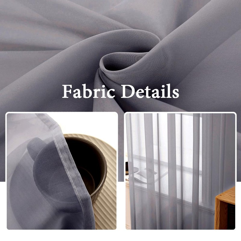 MIULEE 2 Panels Sidelight French Door Curtains Sheer Light Filtering