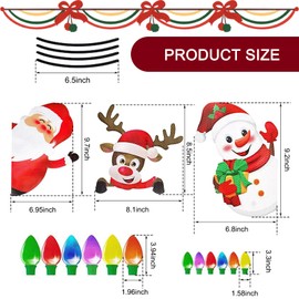 Gseigvee 23 PCS Car Trunk Christmas Decoration Stickers, Santa Claus Light Bulb Line Reflective Design Festive Atmosphere Modification Stickers, Home Car Dual-Purpose Accessories (Multicolored #02)