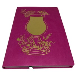 Lady Jayne Hot Pink Soft Cover Faux Leather Gold foil Embellished Cocktail Drink Glass Writing Diary Journal Notebook