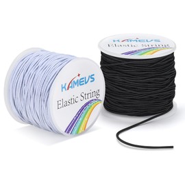 KAMEVS Elastic Cord 2 Rolls, 330 Feet, 1mm Sturdy Stretchy String, Elastic String for Bracelets, Beading, Necklaces, Jewelry Making, and Craft Supplies