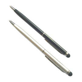 HaawStez Stylus Pens Universal Ballpoint Pen 2in1 Touch Pen for Smartphone Tablet Laptops Devices with Capacitive Touch Screens (Black+Silver 2pcs)