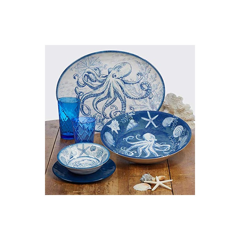 Certified International Octopus Nautical Oval Serving Platter Oceanic 18 x