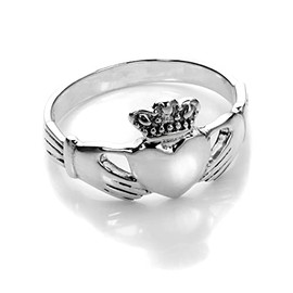 Sterling Silver Polished Celtic Claddagh Ring Size - N (J - U Available)