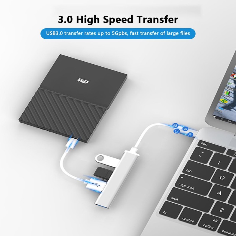 Wowssyo USB Hub USB 3.0 Splitter 4-in-1 USB Adapter USB