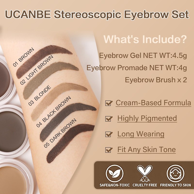 UCANBE Waterproof Eyebrow Gel + Eyebrow Styling Wax 2 in