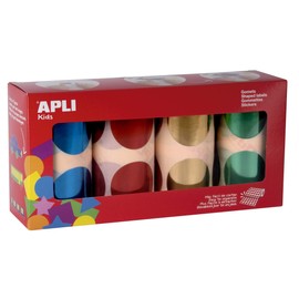APLI Kids 18303 - Pack of Round Metallic Rubber Bands XXL, Diameter 45 mm, 4 Colours (Blue, Red, Yellow and Metallic Green)