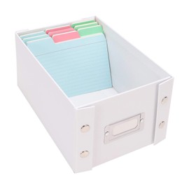 Snap-N-Store Index Card Holder Storage Box - Collapsible Organizer Box fits 1100 Flash Cards - Business, Recipe, or Note Card - 4 x 6, 2 Pack, White