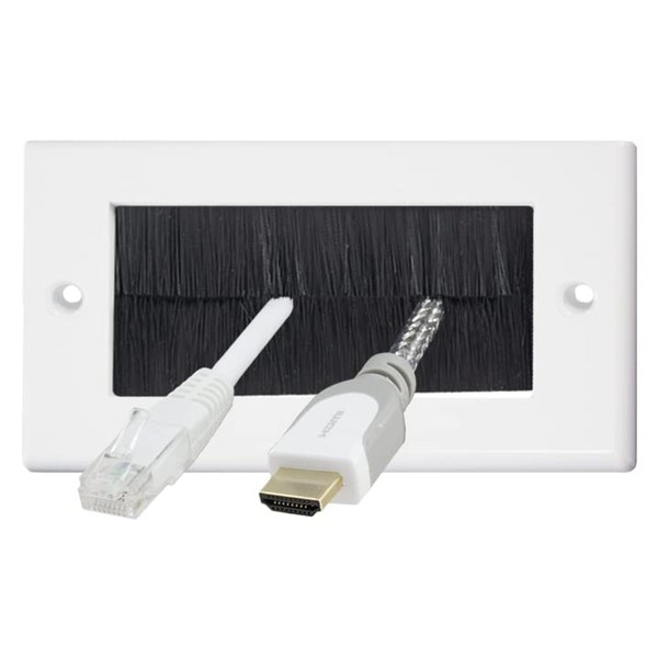 Auline Black Brush White Surround Double Twin 2 Gang Wall Outlet Cable Entry Plate Tidy Mount Face Plate Wall Plate (1)