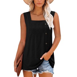 KISSMODA Shirts for Women Trendy Y2k Clothes Fashion Solid Color Basics Black Tank Tops for Ladies Going Out 2025 Summer Fashion (Black,Medium)