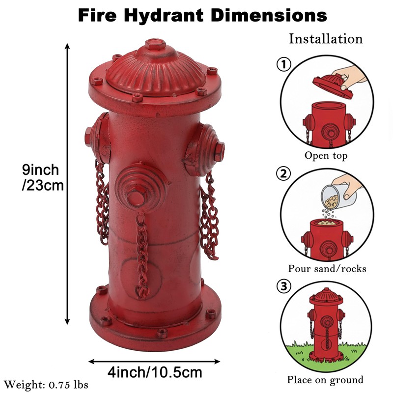 YiLifebes Small Dog Fire Hydrant Pee Post, 9" H Metal