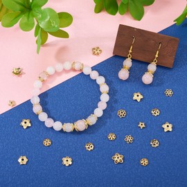 Craftdady - 56 abalorio chapadas en oro de 18 quilates, tapas de metal con flores, abalorio espaciadoras sueltas de latón, abalorio de filigrana de flor, abalorio de 5.5-10 mm, para manualidades