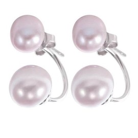 HUGE TOMATO AAA Real Pearl Earring Jackets Double Pearl Drop Earrings with Silver and 18K Gold Plated Clasces Special Earrings for Gift, Sterling Silver