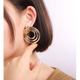 Xerling Gold Boho Geometric Circle Hoop Earrings Chunky Punk Round Loop Dangle Drop Statement Earrings for Women Girls (Type 1)