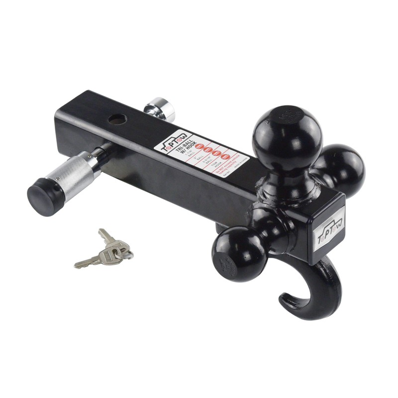 TOPTOW 64181L Trailer Receiver Hitch Triple Ball Mount with Hook,