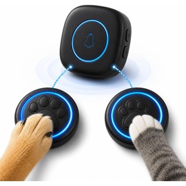 Soft Ring Blk Dog Bells to Go Outside - Wireless Dog Door Bell with 1000ft Range, 60 Melodies, LED, Waterproof Potty Training Bell for Dogs - Dog Door Bells for Potty Training(2 Bells & 1 Receiver)