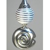 White with Silver Fabric Sphere and Silver Swirl Shell Ceiling