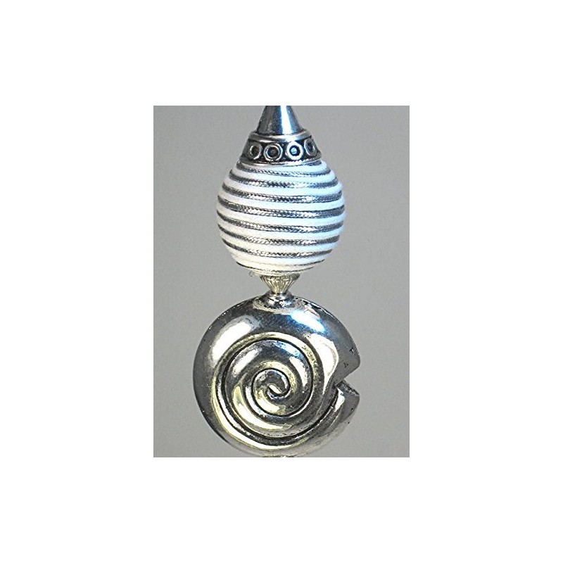 White with Silver Fabric Sphere and Silver Swirl Shell Ceiling