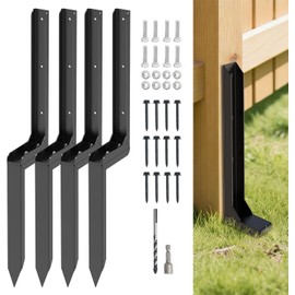 Fence Post Repair Kit,4 Pcs Fence Post Anchor Adjustable Angle,Steel Post Repair Stake Quick Easy Fix for Repairing Tilted Broken Wood Support