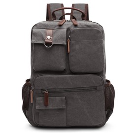 DORRISO Men Laptop Backpack Travel Canvas Backpack College Rucksack School Laptop Backpack Fits 15.6 inch Laptop Bag Hiking Business Casual Vacation Climbing Canvas Bag Gray