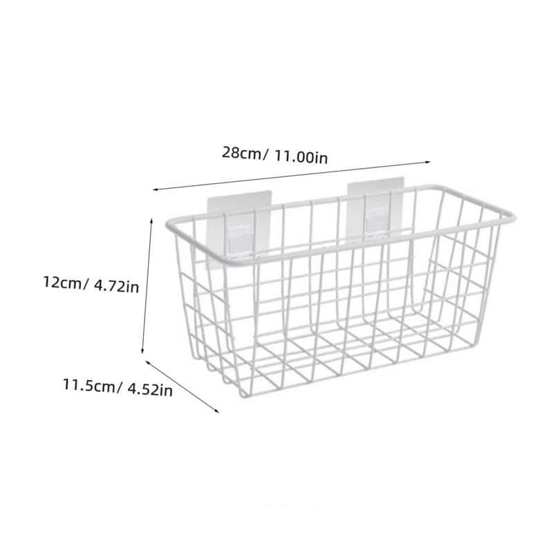 OHPHCALL Creative Wall Mounted Storage Basket White Iron Hanging Organizer