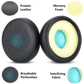 TaiZiChangQin Go Work Ear Pads Compatible with JLab Go Work Wireless Headsets, Ear Pads with Soft Protein Leather, Noise Isolation, High Density Foam, Black